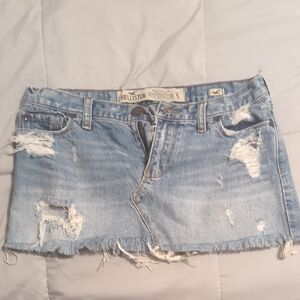 Hollister Light Blue Distressed Mini Skirt